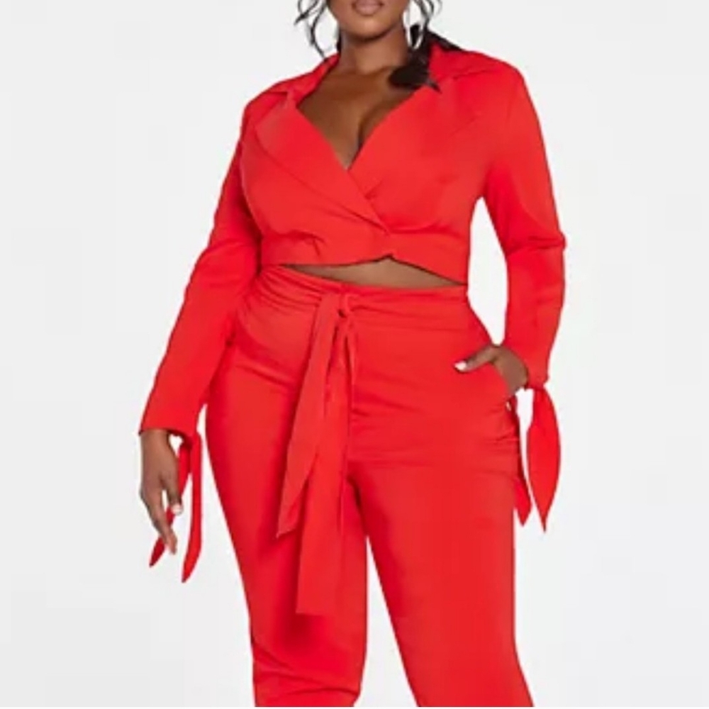 Women's Red Wrap Jumpsuit
